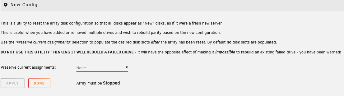 Restablecer su configuración de disco puede hacerse a través de la nueva página de configuración